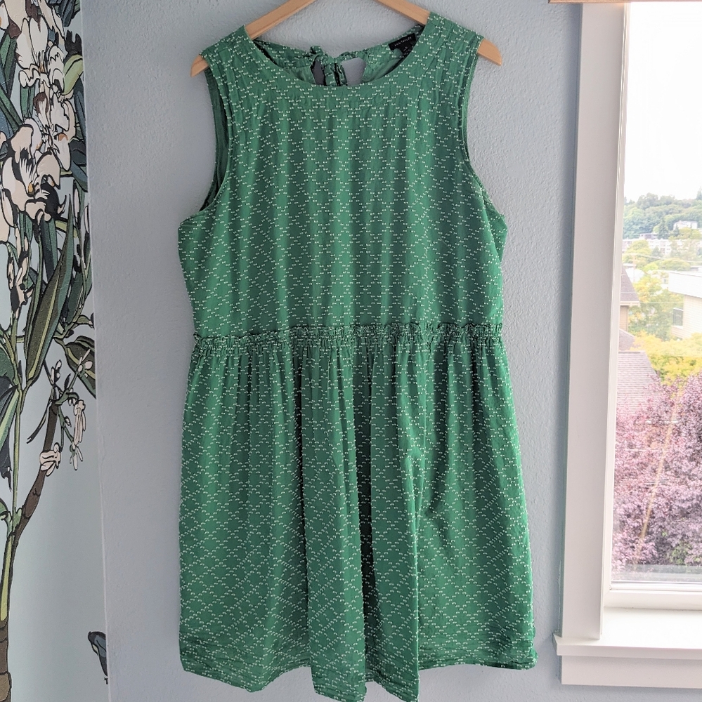 Ann Taylor Green Zigzag Shift Dress